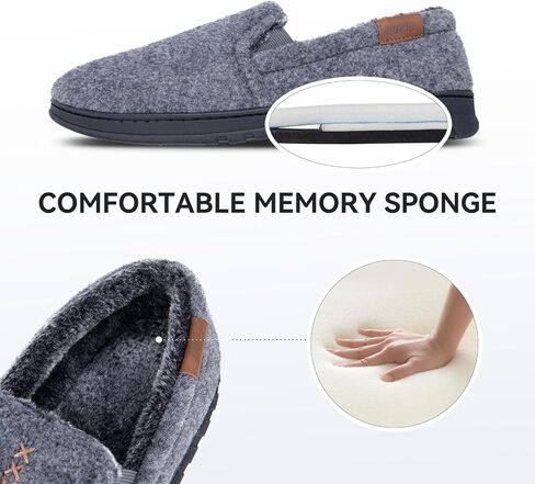House Slippers for Men Moccasins - Memory Foam Indoor Outdoor Slip-on Loafers with Warm Soft Wool in Saudi Arabia