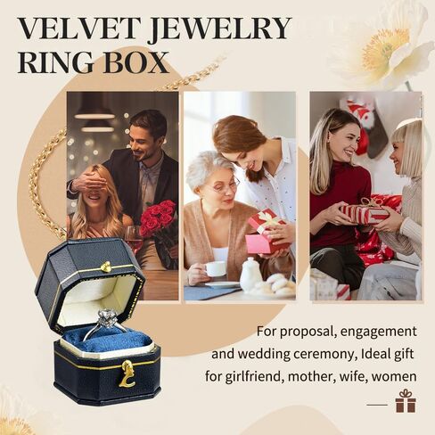 TAIMY Classical Victorian Style Wedding Tiny Ring Box, Handcrafted Gift Ring Box Proposal Pocket Size Small Keepsake Jewelry Box(Blue, Square Octagon) in Saudi Arabia