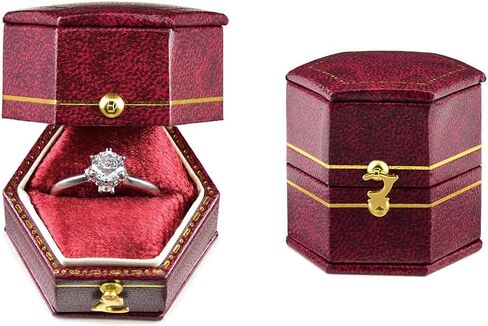 TAIMY Classical Victorian Style Wedding Tiny Ring Box, Handcrafted Gift Ring Box Proposal Pocket Size Small Keepsake Jewelry Box(Blue, Square Octagon) in Saudi Arabia