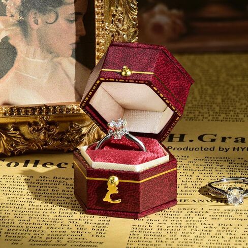 TAIMY Classical Victorian Style Wedding Tiny Ring Box, Handcrafted Gift Ring Box Proposal Pocket Size Small Keepsake Jewelry Box(Blue, Square Octagon) in Saudi Arabia