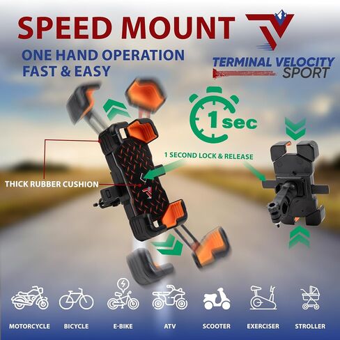 Motorcycle Phone Mount with 12V Dual USB-C Cell Phone Charger/from TV Sport Cycle Accessories / 1s Speed Phone Holder and Rapid USB-C Charger Waterproof Port/Mirror Mount & Rain Cover Included in Kuwait