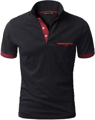 GHYUGR Men's Slim Fit Short Sleeve Polos Classic Athletic Performance T-Shirts with Pockets in Kuwait