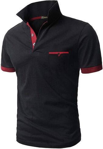 GHYUGR Men's Slim Fit Short Sleeve Polos Classic Athletic Performance T-Shirts with Pockets in Kuwait