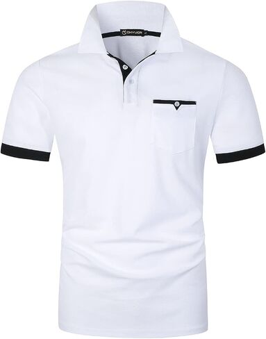 GHYUGR Men's Slim Fit Short Sleeve Polos Classic Athletic Performance T-Shirts with Pockets in Kuwait