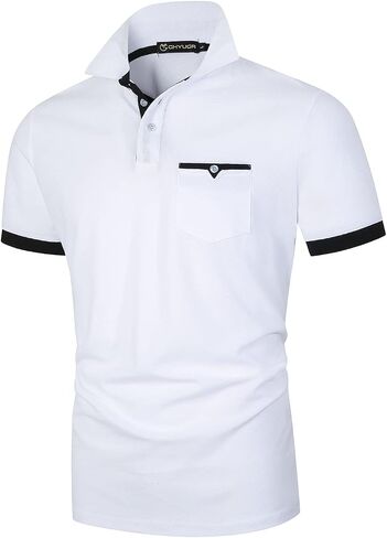 GHYUGR Men's Slim Fit Short Sleeve Polos Classic Athletic Performance T-Shirts with Pockets in Kuwait