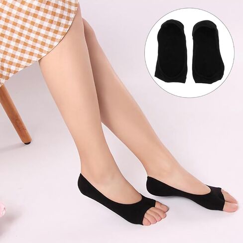 Open-toe Socks,No-Show Socks,Shallow Mouth Socks Yoga Socks summerFish Mouth Shoes Socks for Women 1 Pair (Black) in Saudi Arabia
