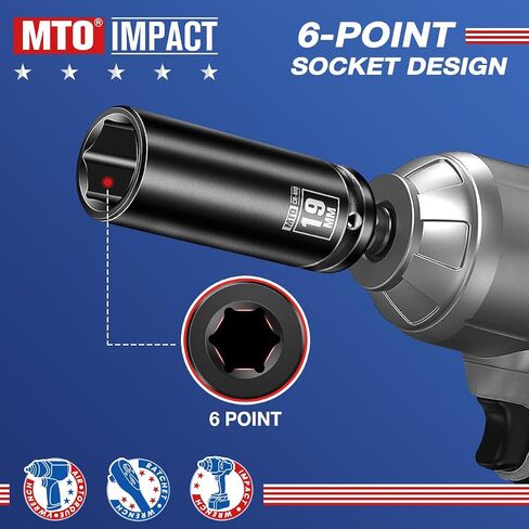 1/2" Drive 19mm Deep Impact Socket, 6 Pt. Metric Socket, CR-MO Steel & Anti-Corrosion Coating for Heavy-Duty Use in Saudi Arabia