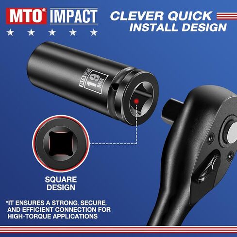 1/2" Drive 19mm Deep Impact Socket, 6 Pt. Metric Socket, CR-MO Steel & Anti-Corrosion Coating for Heavy-Duty Use in Saudi Arabia