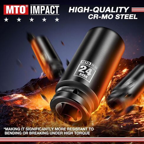 1/2" Drive 19mm Deep Impact Socket, 6 Pt. Metric Socket, CR-MO Steel & Anti-Corrosion Coating for Heavy-Duty Use in Saudi Arabia