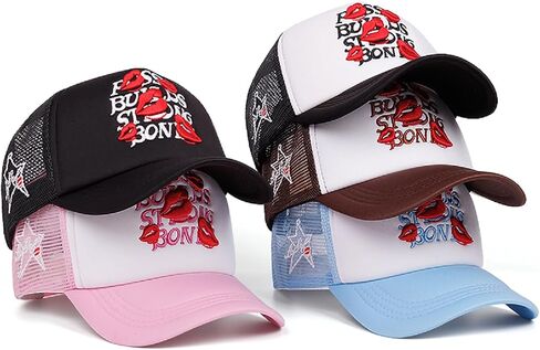 UMiCHOi Embroidery Trucker Hat Cute Dad Hat Mesh Lip Star Baseball Caps for Men Women Youth in Saudi Arabia