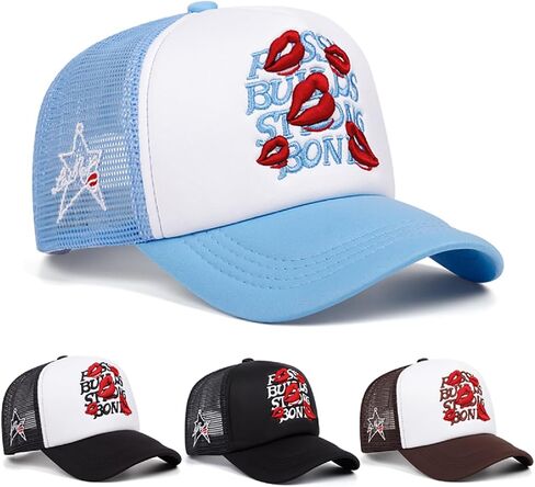 UMiCHOi Embroidery Trucker Hat Cute Dad Hat Mesh Lip Star Baseball Caps for Men Women Youth in Saudi Arabia