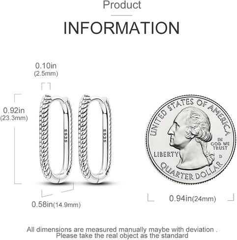 NARMO U-shaped Hoop Earrings for Women 925 Sterling Silver Hoop Earrings U Shaped Earrings in Kuwait