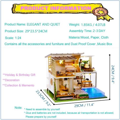 مجموعة أثاث وأثاث مصغر من Roroom، فيلا صغيرة أوروبية خشبية ثلاثية الأبعاد مع غطاء مقاوم للغبار وحركة موسيقية، فكرة غرفة إبداعية لهدية عيد ميلاد عيد الحب (P016) in Kuwait