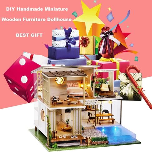 مجموعة أثاث وأثاث مصغر من Roroom، فيلا صغيرة أوروبية خشبية ثلاثية الأبعاد مع غطاء مقاوم للغبار وحركة موسيقية، فكرة غرفة إبداعية لهدية عيد ميلاد عيد الحب (P016) in Kuwait