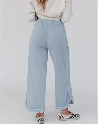 Womens Wide Leg Pants Casual High Waisted Palazzo Pants Lightweight Summer Flowy Beach Pants with Pockets in Saudi Arabia