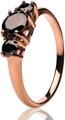 OVIEDO JEWELRY Rose Gold Titanium Wedding Solitaire Ring, Anniversary & Engagement Black CZ Woman's Ring, Titanium Three Gem Solitaire Shiny Band in Saudi Arabia