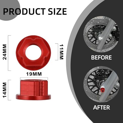 Front Fork Axle Nut for Hawk 250,Dirt Bike Front Wheel Axle Nuts Screws for Hawk 250cc - Red in Saudi Arabia