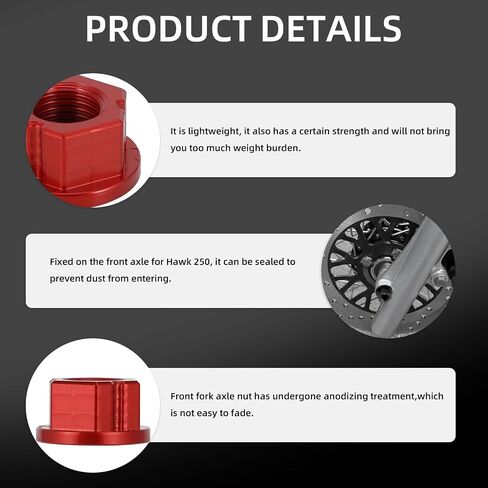 Front Fork Axle Nut for Hawk 250,Dirt Bike Front Wheel Axle Nuts Screws for Hawk 250cc - Red in Saudi Arabia