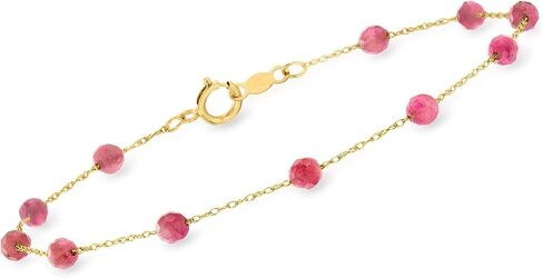 RS Pure by Ross-Simons 2.70 ct. t.w. Pink Tourmaline Bead Station Bracelet in 14kt Yellow Gold in Saudi Arabia