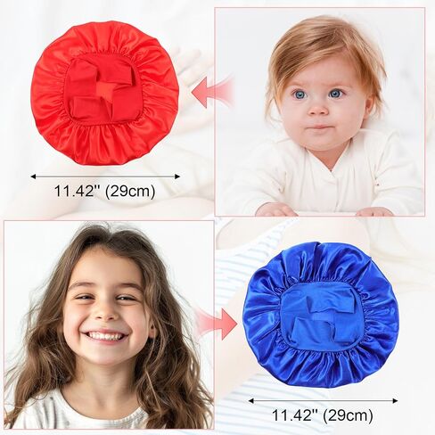 3 PCS Bonnets for Boys Girls Satin Hat Sleeping Hat Silky Silay Hair Wrap Wide Bonnet Cape Cap for Children in Saudi Arabia