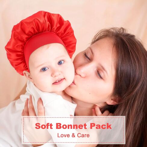 3 PCS Bonnets for Boys Girls Satin Hat Sleeping Hat Silky Silay Hair Wrap Wide Bonnet Cape Cap for Children in Saudi Arabia