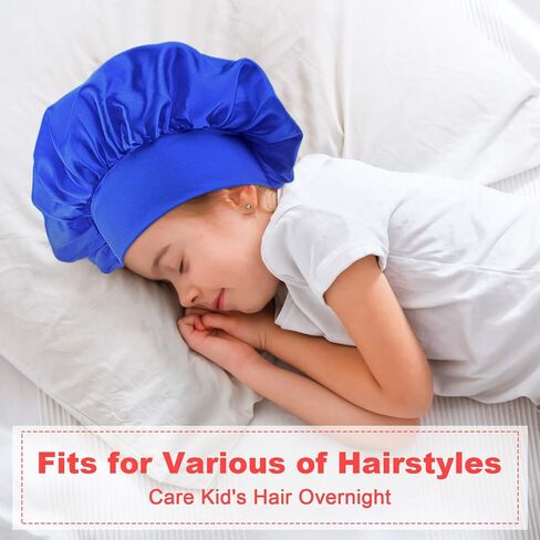 3 PCS Bonnets for Boys Girls Satin Hat Sleeping Hat Silky Silay Hair Wrap Wide Bonnet Cape Cap for Children in Saudi Arabia