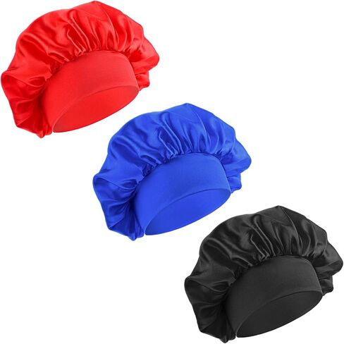3 PCS Bonnets for Boys Girls Satin Hat Sleeping Hat Silky Silay Hair Wrap Wide Bonnet Cape Cap for Children in Saudi Arabia