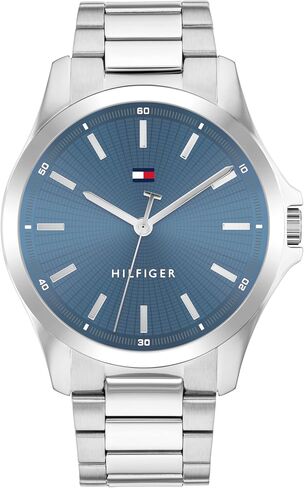 Tommy Hilfiger Men's 3H Quartz Watch, Stainless Steel Bracelet, Water Resistant 3 ATM, Modern and Stylish Timepiece, Gift for Him, 42mm in Saudi Arabia