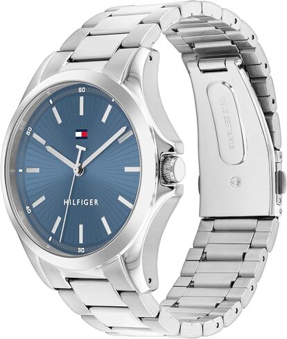Tommy Hilfiger Men's 3H Quartz Watch, Stainless Steel Bracelet, Water Resistant 3 ATM, Modern and Stylish Timepiece, Gift for Him, 42mm in Saudi Arabia