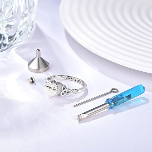 Heart Cremation Ring for Ashes: 925 Sterling Silver Forever in My Heart Carved Urn Keepake Rings Memorial Jewelry for Women Men in Kuwait