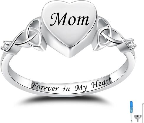 Heart Cremation Ring for Ashes: 925 Sterling Silver Forever in My Heart Carved Urn Keepake Rings Memorial Jewelry for Women Men in Kuwait