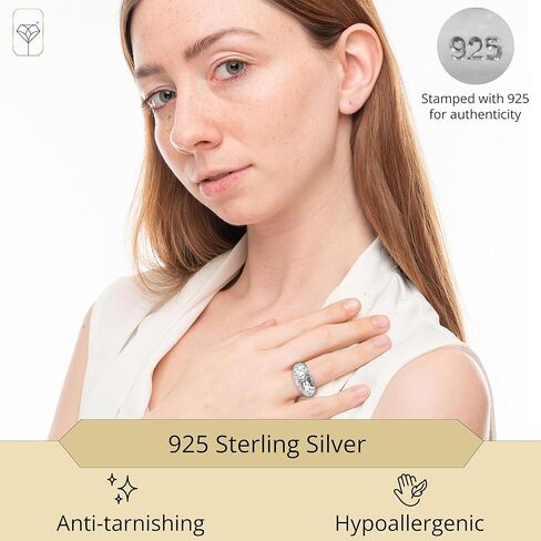 Max + Stone 925 Sterling Silver Cocktail Boho Rings for Women | حلقات فضية كبيرة مكتنزة | حلقات بيان Hypoallergenic للنساء الحجم 6 إلى 8 in Saudi Arabia