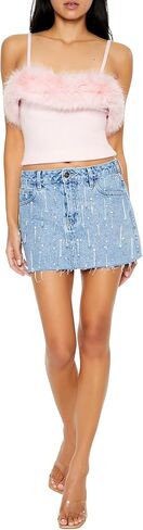 Forever 21 Women's Faux Fur-Trim Sweater-Knit Cami in Saudi Arabia
