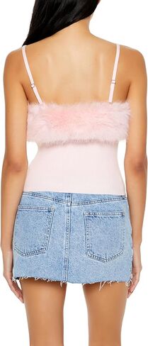 Forever 21 Women's Faux Fur-Trim Sweater-Knit Cami in Saudi Arabia