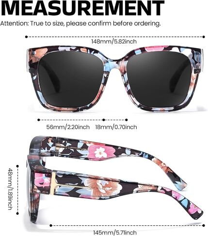Xfeel Polarized Sunglasses Over Glasses for Women Oversized Fit Over Sunglasses with Rhinestone Accents for Driving in Kuwait
