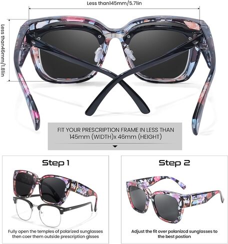 Xfeel Polarized Sunglasses Over Glasses for Women Oversized Fit Over Sunglasses with Rhinestone Accents for Driving in Kuwait