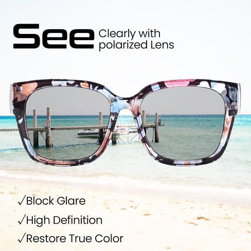 Xfeel Polarized Sunglasses Over Glasses for Women Oversized Fit Over Sunglasses with Rhinestone Accents for Driving in Kuwait
