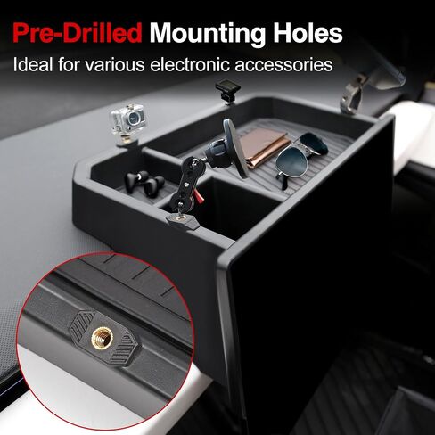 Center Console Organizer Behind Screen for Tesla Cybertruck ABS Storage Box for Cybertruck Accessories Pre-Drilled 1/4-Inch Port (Built-in Hidden Space) in Saudi Arabia
