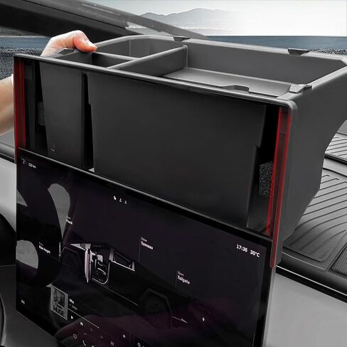Center Console Organizer Behind Screen for Tesla Cybertruck ABS Storage Box for Cybertruck Accessories Pre-Drilled 1/4-Inch Port (Built-in Hidden Space) in Saudi Arabia