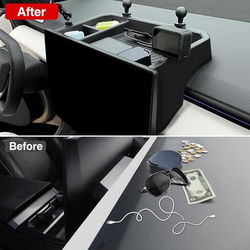 Center Console Organizer Behind Screen for Tesla Cybertruck ABS Storage Box for Cybertruck Accessories Pre-Drilled 1/4-Inch Port (Built-in Hidden Space) in Saudi Arabia