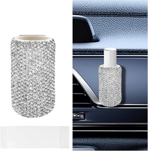 حامل Car Car Chapstick ، ​​حامل بلسم الشفاه المستقيم للسيارة ، قضية Crystal Rhinestone No Melt Lipsticks ، الملحقات الداخلية للسيارات العازلة للنساء (ملونة) in Kuwait