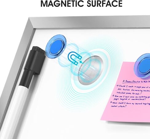 MaxGear Small White Board Dry Erase Board for Wall, Black Aluminum Alloy Frame 16"x12" Hanging Whiteboard, Portable Small Magnetic Whiteboard for Students - Planning, Drawing, Memo in Saudi Arabia