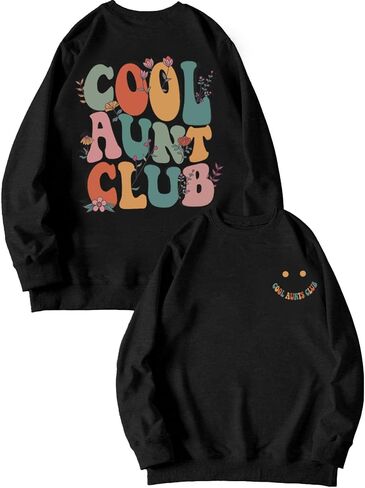 عمة Sweatshirt Womens Cool Aunt Club Graphshirts Sweatshirts untie Letter Print Long Sleeve Pullover Top in Kuwait