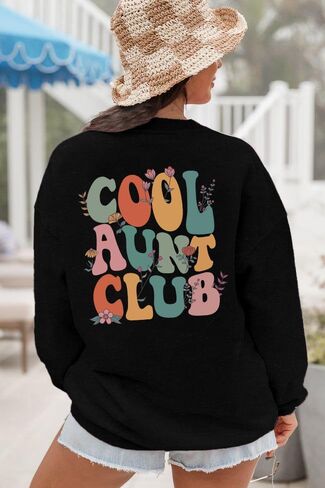 عمة Sweatshirt Womens Cool Aunt Club Graphshirts Sweatshirts untie Letter Print Long Sleeve Pullover Top in Kuwait