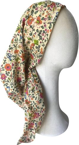 Sacho Cotton Tichel, Square Cotton Head Scarf for Women, Lightweight Head Covering, Summer Shawl, Large Bandanas in Kuwait