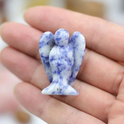 أبيض لابرادوريت ملاك 1.5 "ديكور شفاء بلورات الحماية الروحية الوصي على تمثال الحجر الطبيعي المصقول تمثال النحت يدوي التماثيل المنحوتة التأمل النساء الرجال الهدية in Kuwait