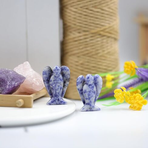 أبيض لابرادوريت ملاك 1.5 "ديكور شفاء بلورات الحماية الروحية الوصي على تمثال الحجر الطبيعي المصقول تمثال النحت يدوي التماثيل المنحوتة التأمل النساء الرجال الهدية in Kuwait