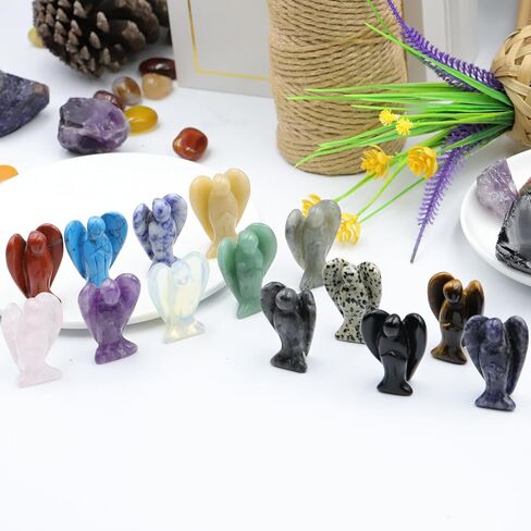 أبيض لابرادوريت ملاك 1.5 "ديكور شفاء بلورات الحماية الروحية الوصي على تمثال الحجر الطبيعي المصقول تمثال النحت يدوي التماثيل المنحوتة التأمل النساء الرجال الهدية in Kuwait