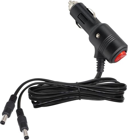 12V/24V Car Cigarette Lighter Power Supply Cable Dual DC 5.5mm x 2.1mm Male to Car Cigarette Lighter Male Adapter Cord with ON/OFF Switch and LED(3.2FT/1M) in Kuwait
