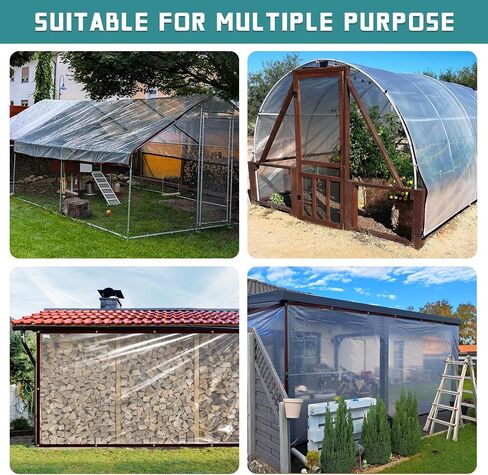 Clear Tarp Waterproof, 8x10 Tarps Heavy Duty with Grommets Outdoors Vinyl Plastic Tarpaulin for Patio Transparent Lonas Greenhouse Chicken Coop Covers for Winter in Saudi Arabia